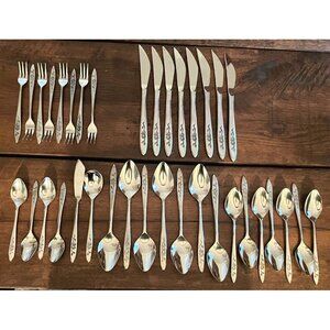 Vintage National Stainless Flatware Set – Charmante Pattern – 36 Pieces – Japan